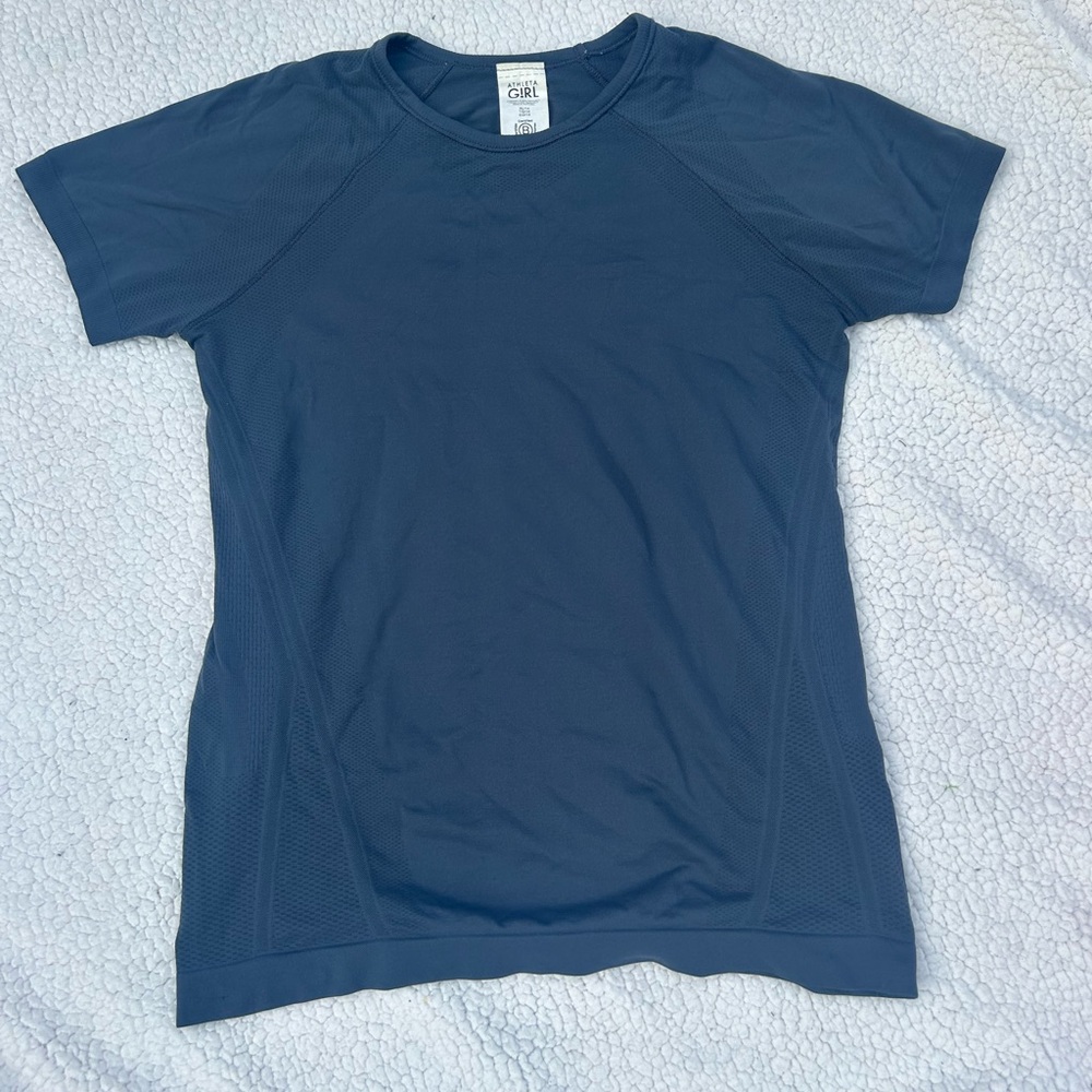 Athleta Girl Navy Blue Short Sleeve Athletic Top